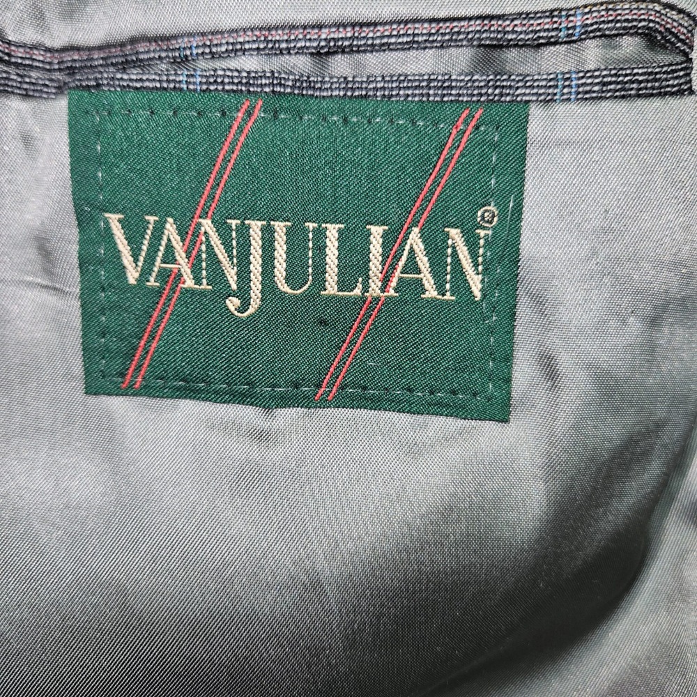 Vanjulian VTG Plaid 2pc Suit Grey 100% Pure Wool Sz M/L - Picture 5 of 10